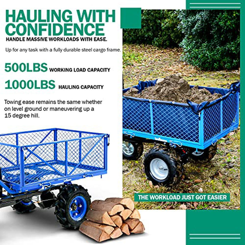 Landworks Utility Service Cart Wheelbarrow Power Wagon Super Duty Electric 48V DC Li-Ion Battery Powered 500LBS Load & 1000LBS+ Hauling Capacity Farm & Garden Dump w/All Purpose Modular Cargo Bed