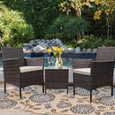 Devoko 3 Pieces Patio Furniture Sets Clearance PE Rattan Wicker Chairs with Table Outdoor Garden Porch Furniture Sets (Brown/Beige)