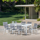 Mōd Furniture Mod HARPDN9PC-WHT Harper 9-Piece Set with 8 Sling Chairs and a 40" x 118" Expandable Dining Table Outdoor Furniture, White
