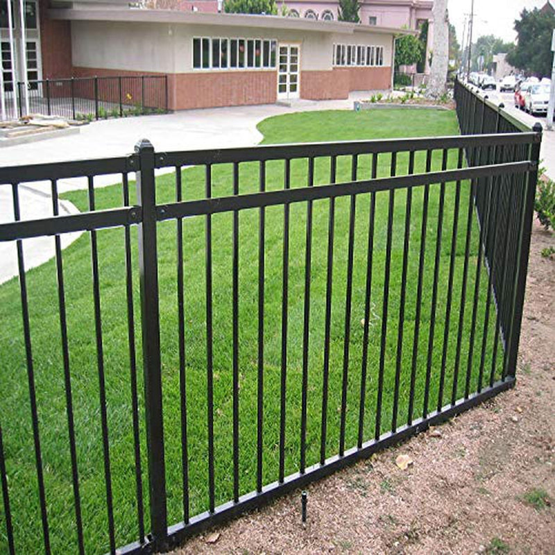 XCEL Fence Black Steel AntiRust Fence Panel Vail Style DIY Installation Fence Kit, Outdoor Fencing for Yard, Garden, 3Rail Rackable, Include a Fence Post, PowderCoated Metal, 6.5Inft W X 5Inft H