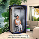 SereneLife SLISAU35BK Full Size Portable Steam Sauna –Personal Home Spa, with Remote Control, Foldable Chair, Timer