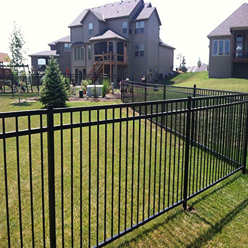 XCEL Fence Black Steel AntiRust Fence Panel Vail Style DIY Installation Fence Kit, Outdoor Fencing for Yard, Garden, 3Rail Rackable, Include a Fence Post, PowderCoated Metal, 6.5Inft W X 5Inft H