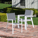 Mōd Furniture Mod HARPDN9PC-WHT Harper 9-Piece Set with 8 Sling Chairs and a 40" x 118" Expandable Dining Table Outdoor Furniture, White