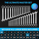 TOOLGUARDS 33pcs Ratcheting Wrench Set - Large wrench set metric and standard - Complete wrench set