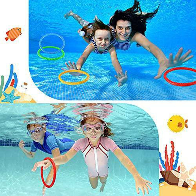 8 Pieces Colorful Water Diving Toys for Kids Ring Toss Set Outdoor Toss Rings Underwater Swimming Pool Dive Rings Training Accessory Grab Toy for Party Speed and Agility Practice Games, 5.51 Inches