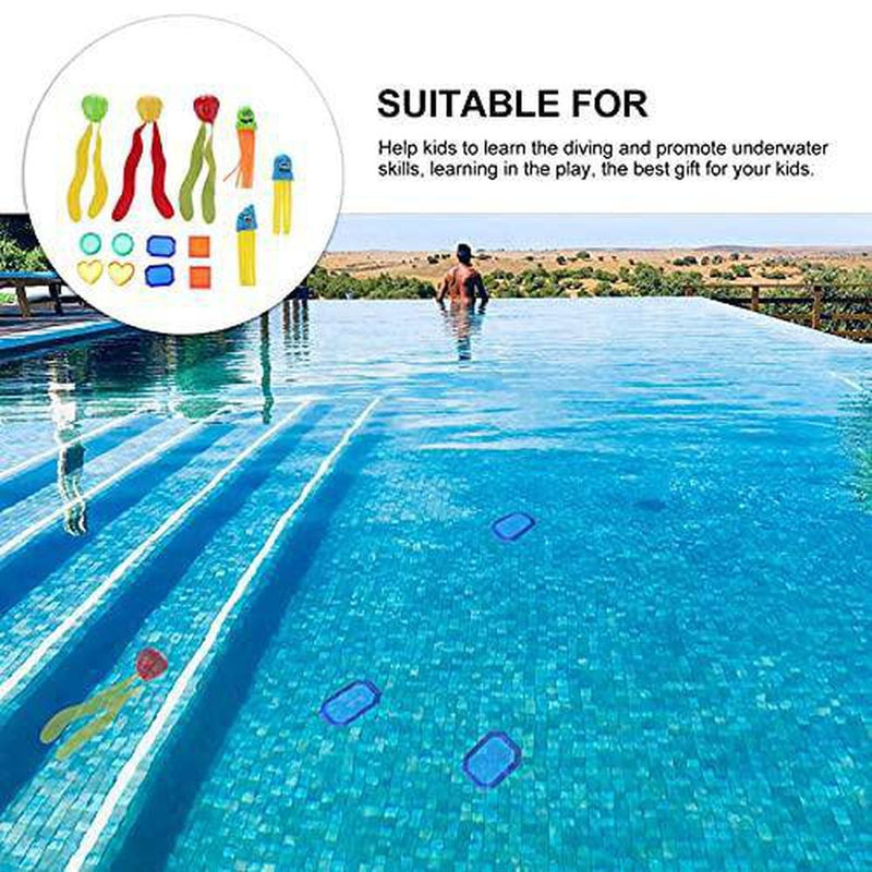 Abaodam 14Pcs Underwater Swim Pool Diving Toys Summer Swimming Dive Toy Octopus Seaweed Diving Stone Under Water Treasures Gift for Kids