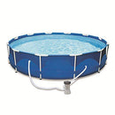 Above Ground Pool, Swimming Pool, Pool, Summer Paddling Pool, 12Ft X 30In Metal Frame Swimming Pool Set with Filter Pump, Backyard Pools, Kids Pool, Blue