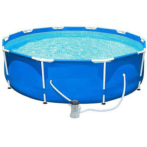 Above Ground Pool with Pump 10 Foot Round Swimming Pool Durable Filter Pump Metal Frame Best Above Ground Pool Summer for Kids and Adults Swim Center Easy Setup Blue & eBook by NAKSHOP