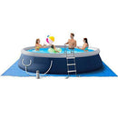 Above Ground Pool with Pump 15 Foot Round Swimming Pool Durable with Ladder Filter Pump Ground Cloth and Debris Cover Summer Modern Contemporary for Kids and Adults Blue & eBook by NAKSHOP