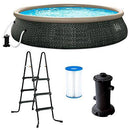 Above Ground Pool with Pump 16 Foot Round Inflatable Pool Swimming Pool Durable Filter Pump Cartridge Simply Inflate The Top Ring Ladder Handy Repair Patch Summer Modern Gray & eBook by NAKSHOP