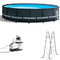 Above Ground Pool with Pump 16 Foot Steel Round Frame Swimming Pool Durable with Pool Cover Ground Cloth Liner Sand Filter Pump Ladder Heavyduty Summer Modern Gray & eBook by NAKSHOP