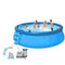 Above Ground Pool with Pump 18 Foot Round Swimming Pool Durable Ladder Ground Cloth Debris Cover Hydraulic System Vacuum Summer Modern Contemporary Blue & eBook by NAKSHOP