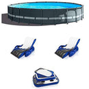 Above Ground Pool with Pump 20 Foot Steel Frame Swimming Pool Durable Round Pool Ladder Two Inflatable Lounger Cooler Ground Cloth Pool Cover UV Resistant Summer Modern Gray & eBook by NAKSHOP