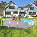 Above Ground Swimming Pool - 10ft X 6.8ft Outdoor Rectangular Metal Frame Pool for Kids and Adults, Swimming Pool - 9.8 ft Metal Framed Above Ground Swimming Pool