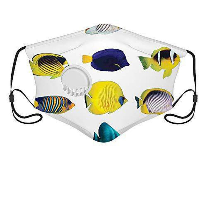 Activated Carbon Windproof mask,Tropical Fish Figures with Zebrasoma Anemonefish Dive Nemo Aqua Home Decor,Facial decorations for Baby