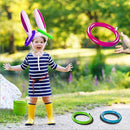ADSE Inflatable Bunny Ear Ring Toss Game (3 Sets and 12 Rings), Blue, Pink, Purple, Red, Green Bunny Ears, Used for Inflatable Interactive Games, Indoor and Outdoor Pool Party Games