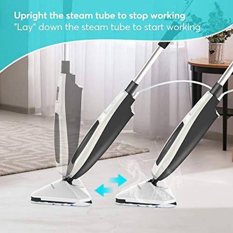 AIPER SMART Steam Mop, 450ml Water Tank, 23ft Power Cord, Heating Up in 15 Seconds, Steam Cleaner with 2pcs Washable Steam Mop, Lightweight Steam Cleaner for Hardwood Floor, Tile, Liminate, Wooden Floor and Carpet