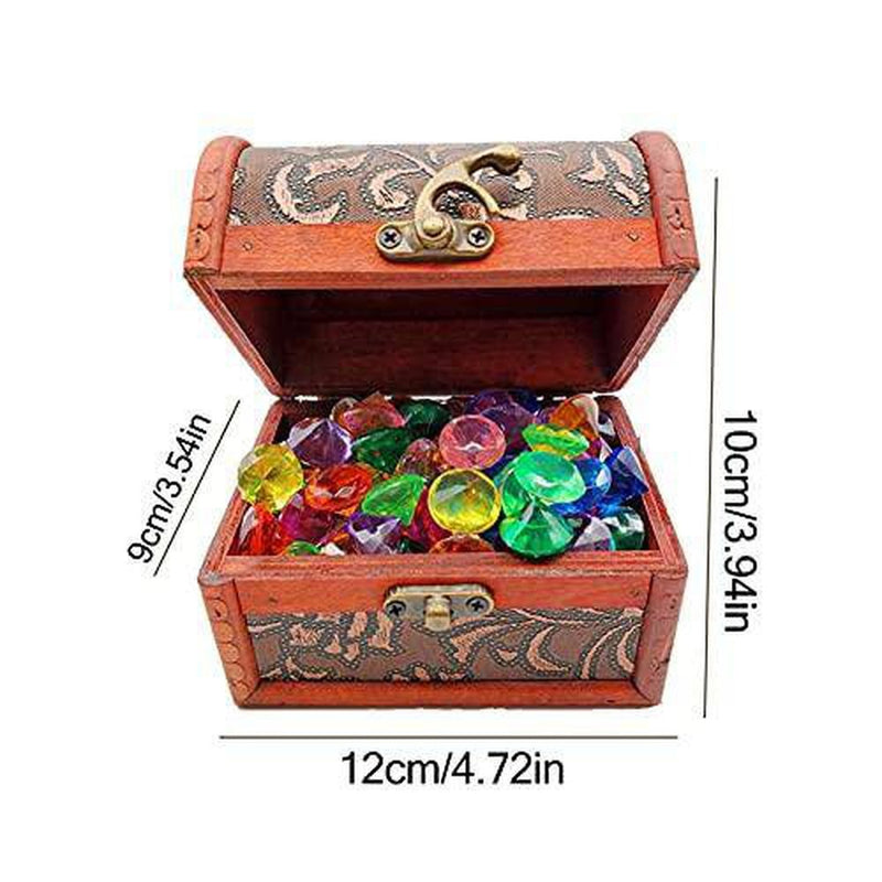 AKOYA Wicker Collection Diving Gems Pool Toys Set, Kid＇s Gems Toy with Pirate Treasure Box, 45 Colorful Diamonds Acrylic Throw Toys, Summer Swimming Gems Diving Toy Set