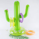 AKOYA Wicker Collection Inflatable Cactus Ring Toss Game Toys， Inflatable Ring Toss Game Set with 4 PCS Rings Floating Swimming Pool Ring for Summer Pool Beach Luau Party Supplies