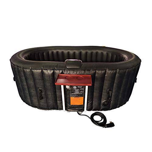 ALEKO Oval Inflatable Hot Tub Spa with Drink Tray, Cover and 6 Filters - 2 Person Portable Hot Tub - 145 Gallon, Black