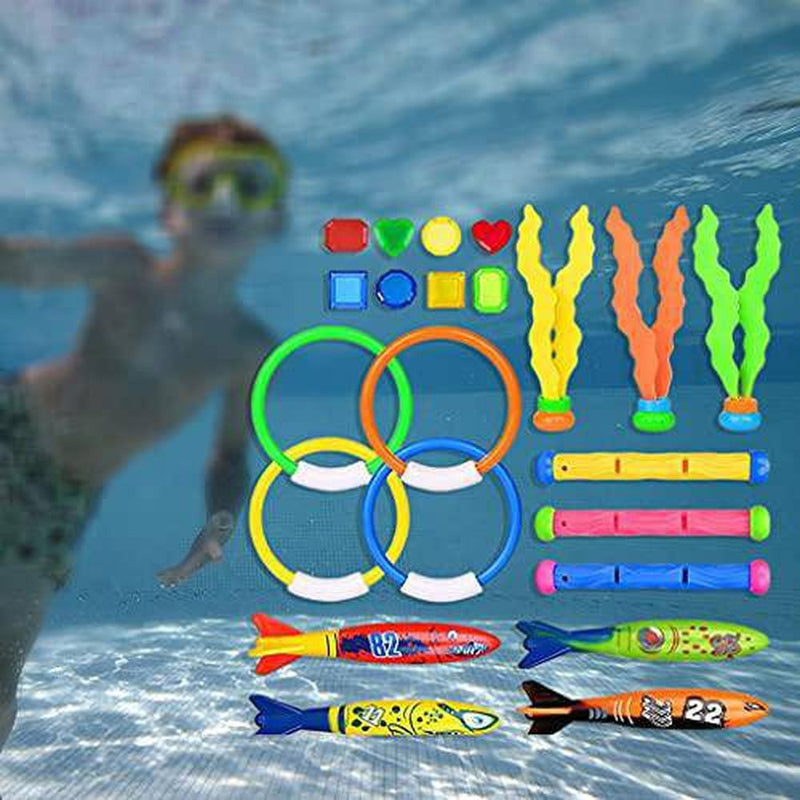 Almencla 22 Piece Diving Toy Set Underwater Swimming Pool Sinking Toys for Kids Boys Girls 4 Years Old Above, Summer Fun Water Game
