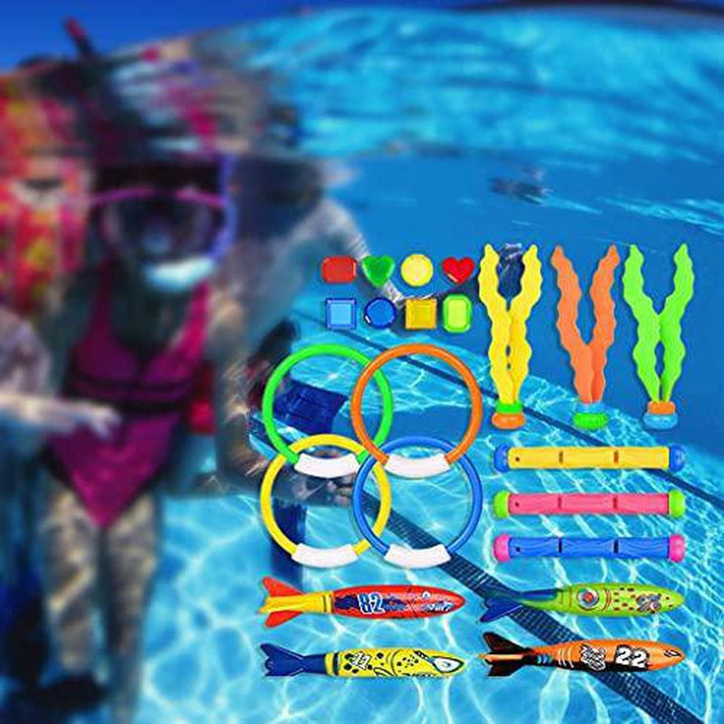Almencla 22 Piece Diving Toy Set Underwater Swimming Pool Sinking Toys for Kids Boys Girls 4 Years Old Above, Summer Fun Water Game