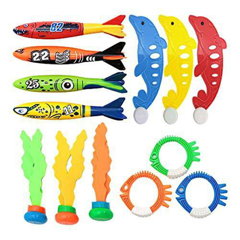 Almencla Pool Diving Toy for Boys Girls Age 3-11 Years Diving Sticks Diving Gems Underwater Games - 13pcs