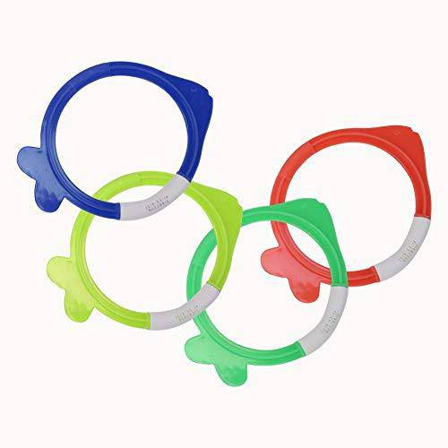 Alomejor 4Pcs/Set Dive Ring Sinking Pool Rings Summer Swimming Pool Underwater Fun Toy for Children Water Play Diving Sports Summer Beach Toy