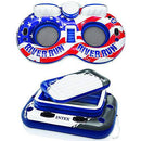 American Flag Inflatable 2 Person Tube Bundled w/ Inflatable Mega Cooler Float