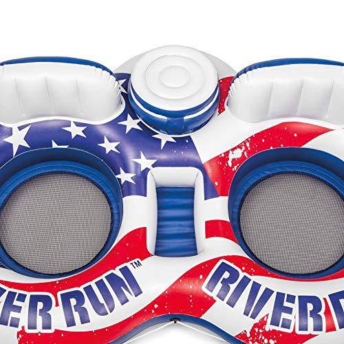 American Flag Inflatable 2 Person Tube Bundled w/ Inflatable Mega Cooler Float