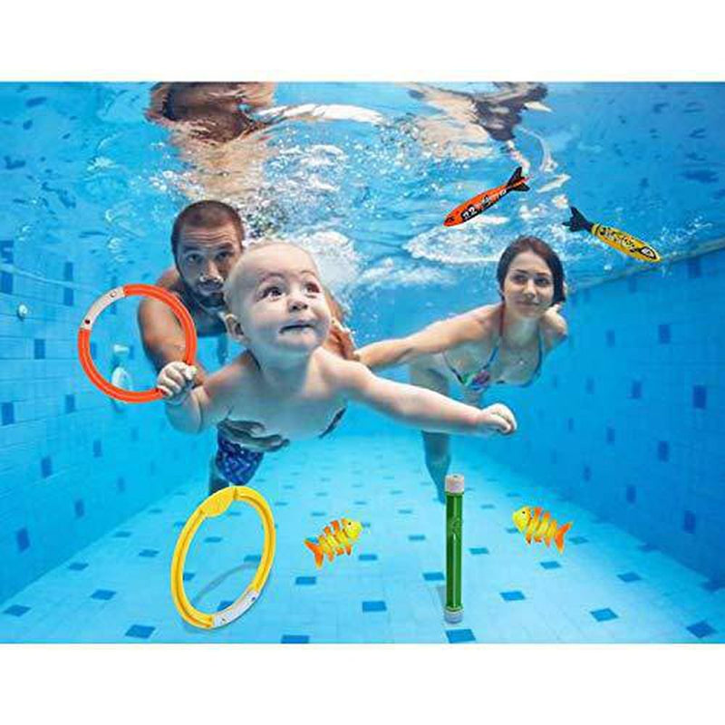 Anpro 16pcs Diving Toys Set,Dive Stick Toys for Kids,Swimming Pools Toys Including 3 pcs Dive Sticks, 3 pcs Dive Rings, 3 pcs Toypedo Bandits, Suitable for Children (Over 5 Years Old)…