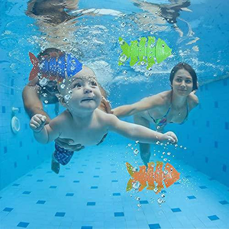 Anu Linen Underwater Diving Toy 3 Pcs Diving Fish Bone Toy Pool Diving Colorful Training Toy Underwater Fun Toy Dog Pool Toys Pool Toys for Toddlers Kids 3-10 8-12