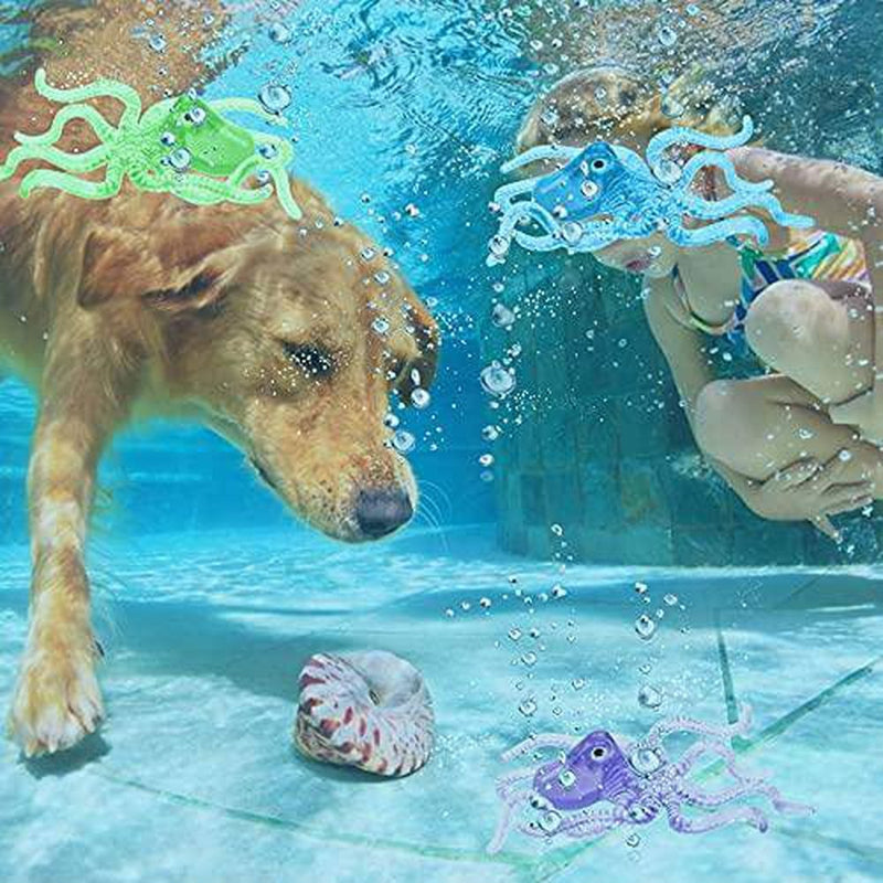 Anu Linen Underwater Diving Toy 3 Pcs Diving Octopus Toy Pool Diving Colorful Training Toy Underwater Fun Toy Dog Pool Toys Pool Toys for Toddlers Kids 3-10 8-12