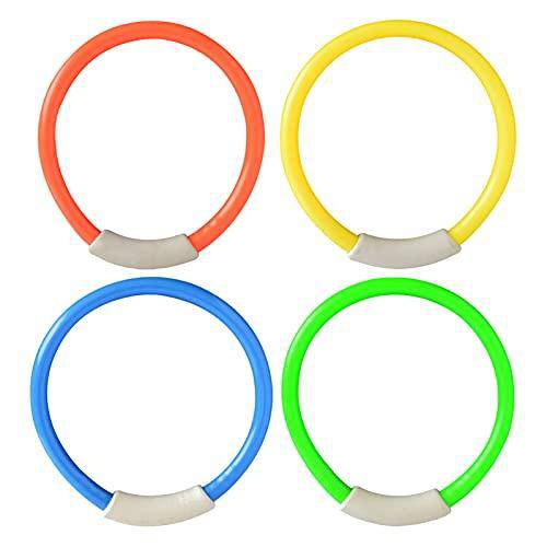 Anu Linen Underwater Diving Toy 4 Pcs Diving Ring Toy Pool Diving Colorful Training Toy Underwater Fun Toy Dog Pool Toys Pool Toys for Toddlers Kids 3-10 8-12