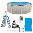 Aquarian Phoenix 24' x 52" Steel Frame Above Ground Swimming Pool, Pump and Ladder Kit with Sand Filter, Pool Liner, Skimmer, and Cleaning Accessories