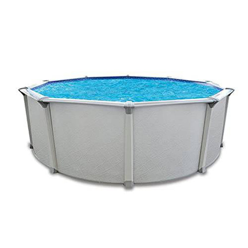 Aquarian Pools Fuzion Series Capri 18 Foot by 52 Inch Round Above Ground Swimming Pool with Frame for Outdoor Backyard, Steel Resin (Mist)