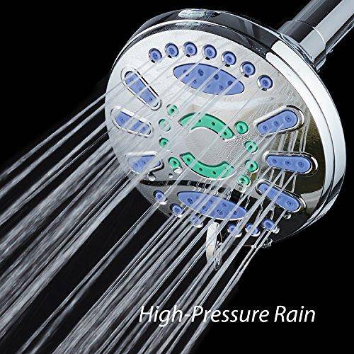 AquaStar 5510 Elite High-Pressure 6-setting Extra-Large Luxury Spa Shower Head with Antimicrobial Anti-Clog Jets. Inhibits Growth of Mold, Mildew & Bacteria! / Solid Brass Ball Join / All Chrome Finish