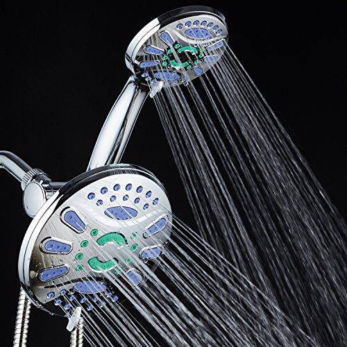 AquaStar ‎5550 Elite 3-in-1 High-Pressure 48-mode 7" Shower Head Combo with Microban Antimicrobial Anti-Clog Jets for More Power & Less Cleaning! Extra-Long 5 ft. Stainless Steel Hose. All Chrome Finish