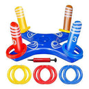 B/C 8 Piece Inflatable Ring Toss Party Toy Set,Target Throwing Toy with Inflator for Garden Party Supplies Pool Game Water Fun Pool Party Decor