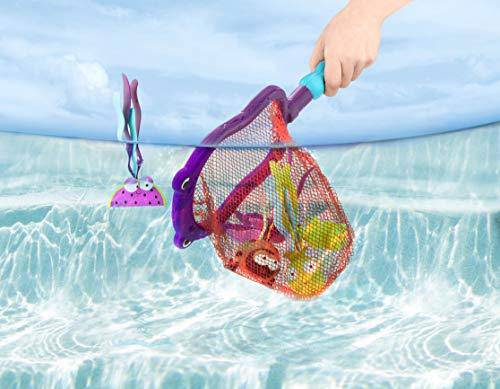 B. toys by Battat B. toys – Hippo Scoop-A-Diving Pool Toys - 1 Hippo Net & 4 Water Toys for Kids 3+ (5Piece), purple
