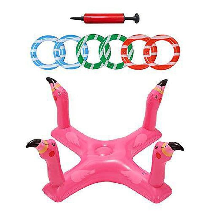 badewanne Inflatable Flamingo Ring Toss Games Flamingo Pool Ring Toss Game Pool Toys Party Favors Pool Games for Kids Adults Beach Outdoor Toys Water Fun