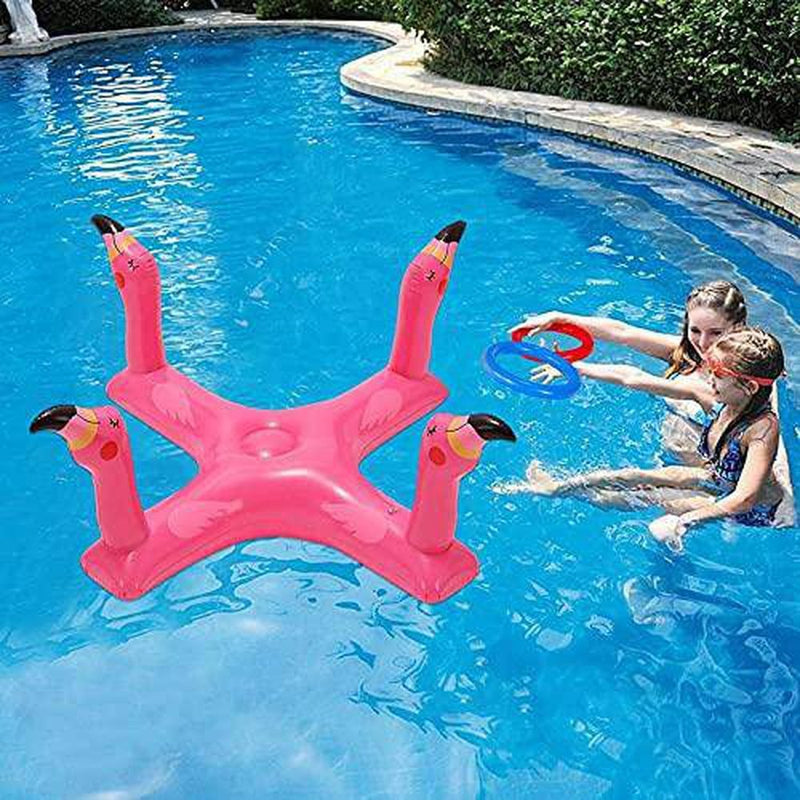 badewanne Inflatable Flamingo Ring Toss Games Flamingo Pool Ring Toss Game Pool Toys Party Favors Pool Games for Kids Adults Beach Outdoor Toys Water Fun