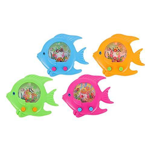 balacoo 4pcs Plastic Water Toss Ring Toys Fish Shaped Water Game Arcade Mini Water Tables for Beach Toys Retro Pastime Toys