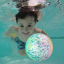 Ball Game for Swimming Pool, Mottled Ball Fills with Water Suspended in Water, 9 Inch Inflatable Pool Balls with Hose Adapter for for Under Water Passing, Dribbling, Diving for Teens, Kids, Adults (A)