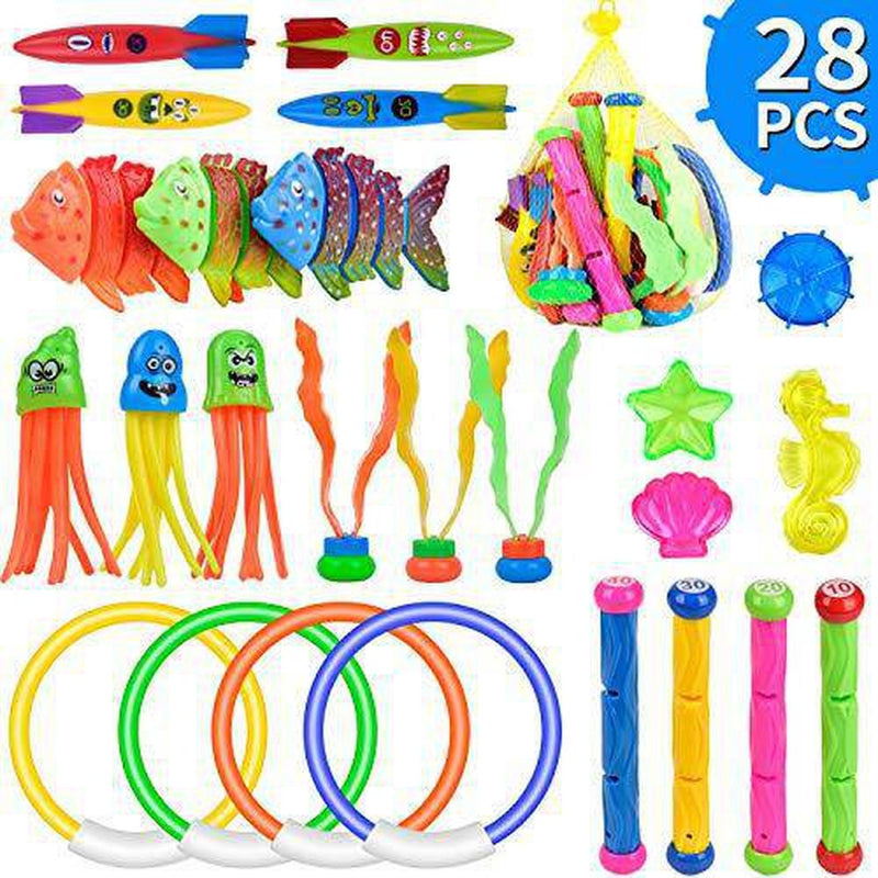 Balnore Diving Toys, 28 Pcs Underwater Swimming Pool Toys ,Pool Toys for Kids 8-12,Toddler Pool Toys,Water Game for Kids Ages 3+