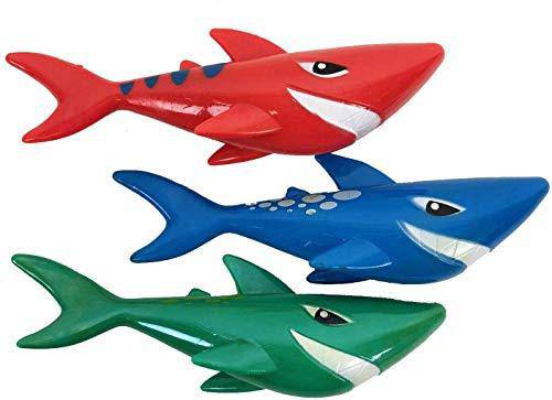Banzai 3 Piece Magical Mermaid Dolls and 3 Piece Dive Sharks Pool Toys Bundle Set of Pool Toys