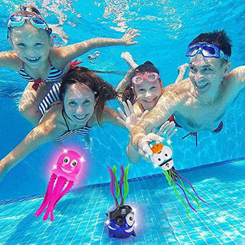 Bath Toys for Kids Ages 4-8, Wind Up Toys for Toddlers Age 2-4, Preschool Diving Pool Toys for Kids 3-10, Baby Toddlers Bathtub Water Toys(3 Packs Light Up Animals Toys) Birthday Gifts