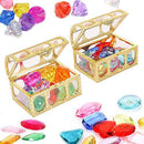 BENBO Swimming Gem Diving Toys, 34 Pieces Diving Gem Pool Toy Set with 2 Pieces Treasure Pirate Boxes Colorful Diamonds Dive Throw Toy Set Underwater Toy for Pool Use Treasures Gift