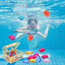 BENBO Swimming Gem Diving Toys, 34 Pieces Diving Gem Pool Toy Set with 2 Pieces Treasure Pirate Boxes Colorful Diamonds Dive Throw Toy Set Underwater Toy for Pool Use Treasures Gift