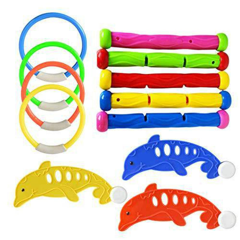 BESPORTBLE 12pcs Underwater Diving Training Toy Educational Dolphin Shape Underwater Fish Toy Diving Sticks Diving Rings for Children Kids